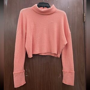 Wild Fable, women’s peach waffle knit turtleneck cropped sweater size M